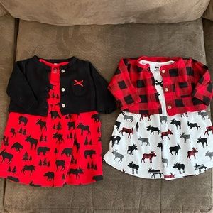 Hudson Baby Fall or Christmas Dress & Sweater Sets. Great for Twins